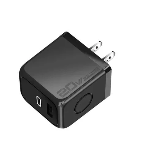 Cargador rápido M167 Pd 20W Tipo C y Usb QC 3.0 Enchufe estadounidense (Negro)