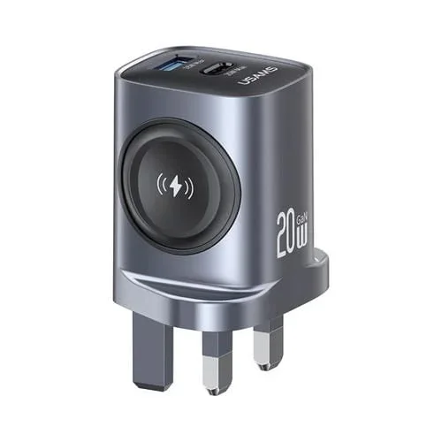 Cargador rápido Usams T67 20 W con puerto USB y USB-C Gan (Británico) (Pistola)