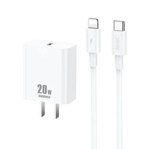 Cargador Remax Rp-U5 Extreme 2 Series 20W Pd + Cable Usb-C a 8 Pines 1M (Blanco)