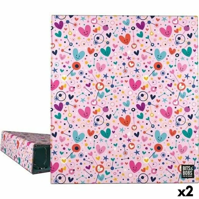 Carpeta de anillas grafoplas hearts rosa a4 (2 unidades)