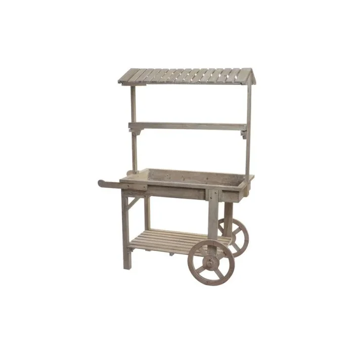Carro de jardín dkd home decor marrón claro 95 x 44 x 130 cm