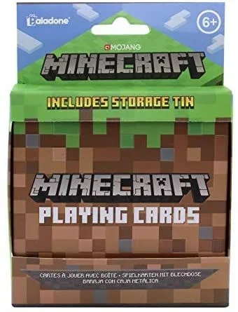 Cartas de Juego Minecraft con Lata – Baraja Estándar Oficial con Personajes, Regalo para Niños Gamers