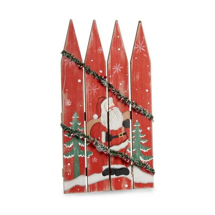Cartel papá noel valla 34,7 x 4 x 60 cm rojo blanco verde plástico madera mdf