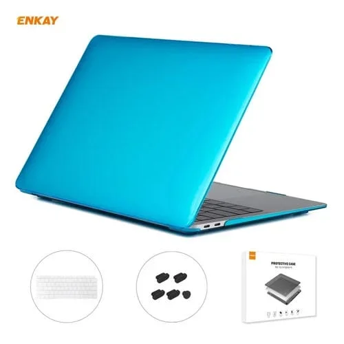Case de Laptop Enkay 3 en 1 MacBook Air 13.3 A1932 (2018) Cristal TPU Azul Claro