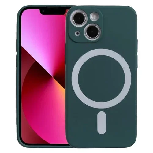 Caso de Silicona Líquida Magsafe para iPhone 13 a Prueba de Golpes (Verde Oscuro)