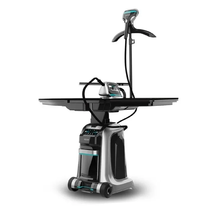 Cecotec Centro de Planchado Inteligente Total Iron 10100 Pro. 2200 W, 4 en 1: Plancha Vertical y Horizontal, Succión e Inflado, 5 Programas para 5 Tejidos, 220 g/min y 5 Bares