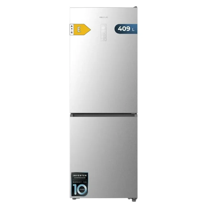 Cecotec Frigorífico Combi 409L Total No Frost Bolero CoolMarket Combi 409 Inox E. Altura 185cm, MAX INSIDE con VIP Tech, Compresor Inverter Plus, Bajo Consumo, Cajón Temperatura Variable, Inox