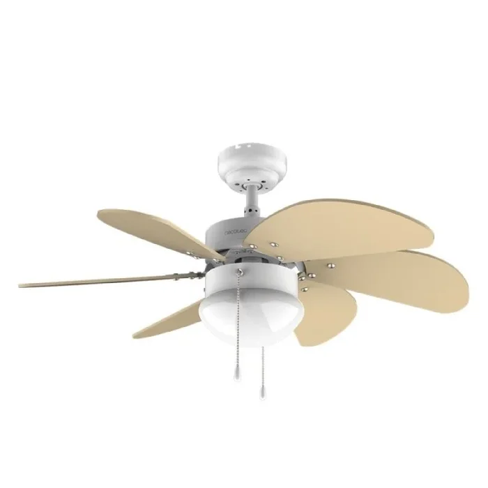 Cecotec Ventilador de techo EnergySilence 3600 Vision SunLight. 50 W, Diámetro 92 cm, Lámpara, 3 Velocidades, 6 Aspas reversibles, Función Verano/Invierno, Interruptor de Cadena, Blanco/Amarillo