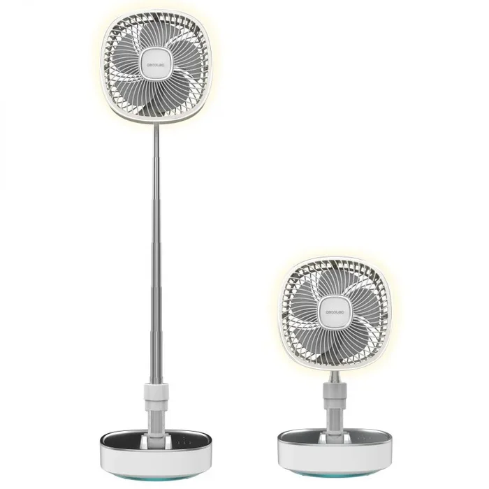 Cecotec Ventilador Portátil Plegable con Luz LED EnergySilence 1000 FoldAir Portable. Batería 8000mAh, Oscilación Automática, 10 Pulgadas, 3 Velocidades, Luz en 3 Tonos y Control Táctil
