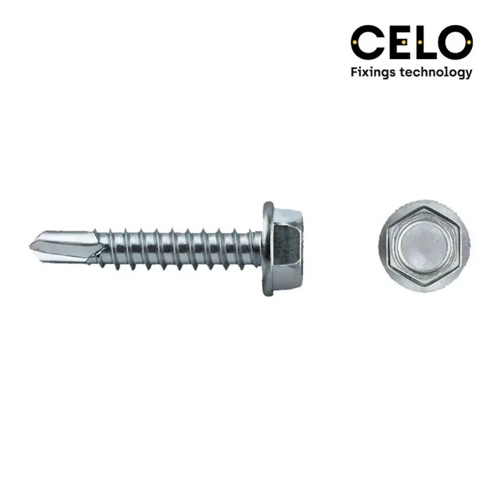 Celo 955327504K – Tornillo Punta Broca Din 7504K Cabeza Hexagonal Diámetro 5,5X32 Mm Cincado, 250 Unidades