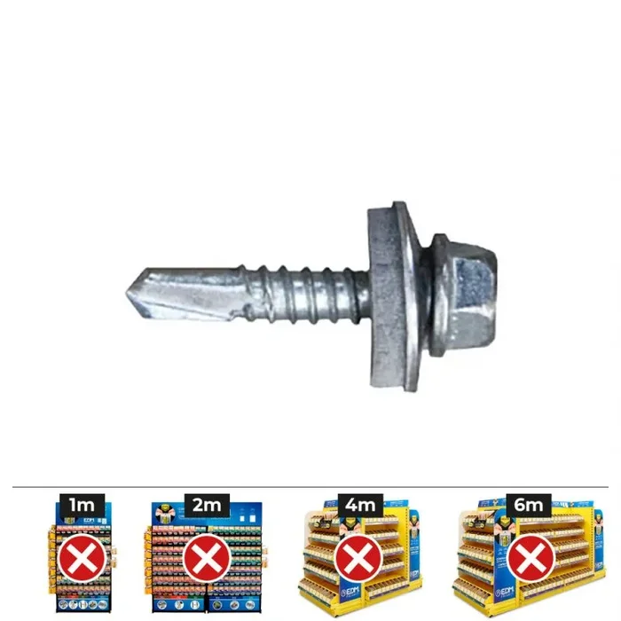Celo 96325730119 – Tornillo Punta Broca Din 7301 Cabeza Hexagonal Diámetro 6,3X25 Mm, Arandela de Epdm Diámetro 19 Cincado, 200 Unidades
