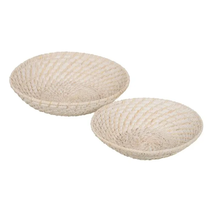 Centro de Mesa Blanco Bambú Ratán 35 x 35 x 8 cm (2 Unidades) – Marca: BigBuy Home – EAN: 8445146122704