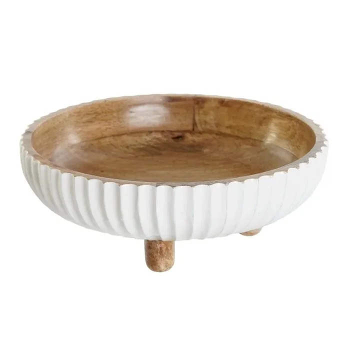 Centro de mesa dkd home decor blanco marrón oscuro 25 x 25 x 9 cm