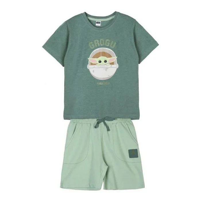 CERDÁ LIFE’S LITTLE MOMENTS The Conjunto de Dos Piezas niño de Verano | Pantalon Corto + Camiseta de Algodón 100% de El Mandaloriano-Licencia Oficial Star Wars, Verde Oscuro, 10 años para Niños