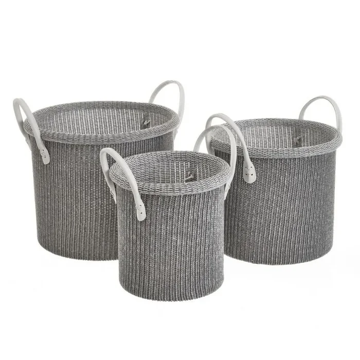 Cesta Multiusos Blanco Gris Poliéster (3 Unidades) – Marca: BigBuy Home – EAN: 8445148013598