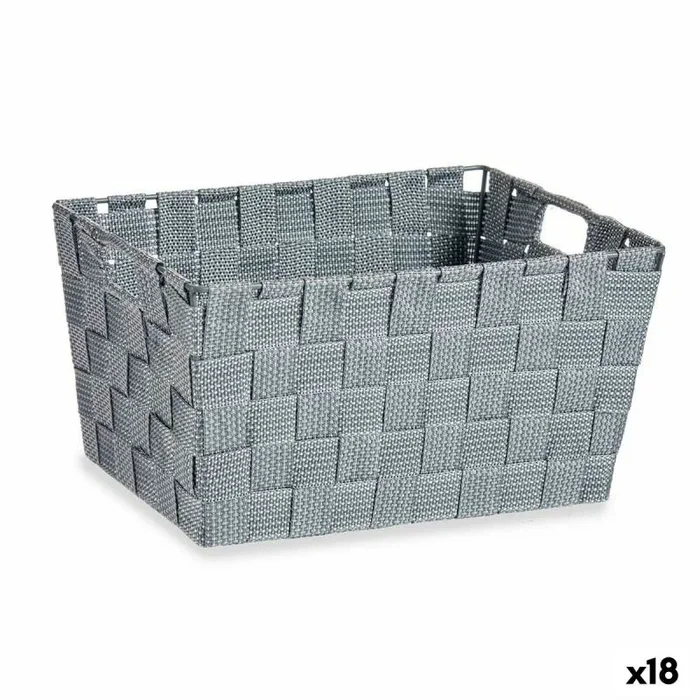 Cesta multiusos gris tela 5 l 30,4 x 14 x 20 cm (18 unidades)