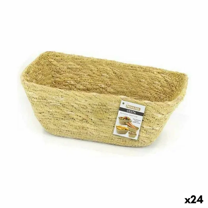 Cesta multiusos privilege hierba marina rectangular 14 x 9 x 7,5 cm (24 unidades)