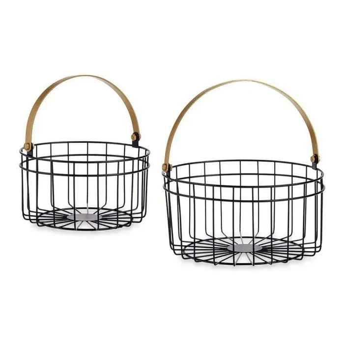 Cesta negro dorado metal 25 x 27 x 25 cm (2 pcs)