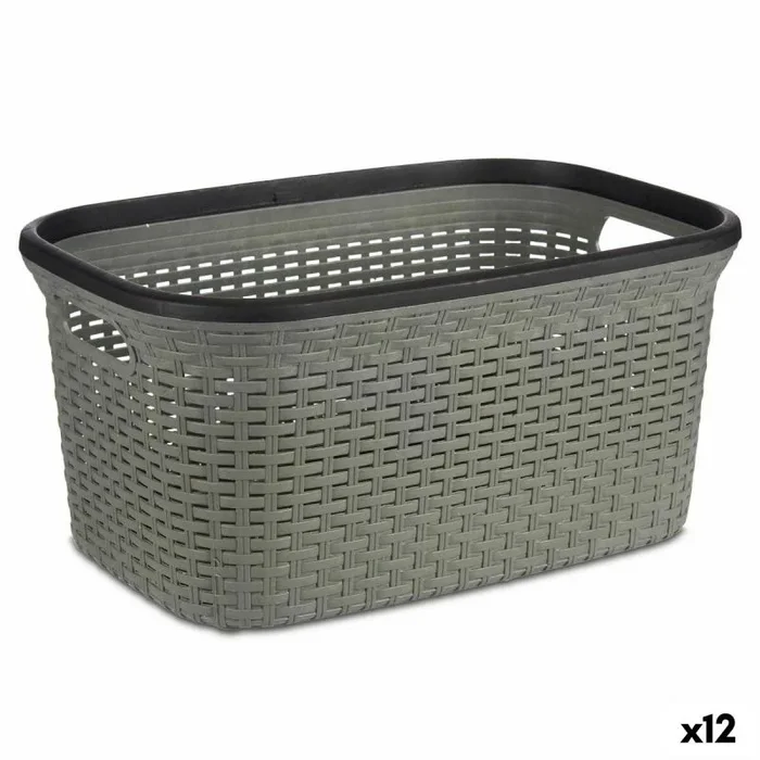 Cesto para la ropa gris plástico 36 l 36 x 25,5 x 53 cm (12 unidades)