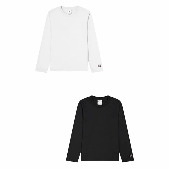 Champion Camiseta M/L Blanco/Negro 404776, blanco / negro, Small
