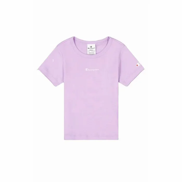 Champion Legacy American Classics – Soft Cotton 1×1 Rib Small Logo Boxy S/S Camiseta, Lavándula, 7-8 años, Niñas