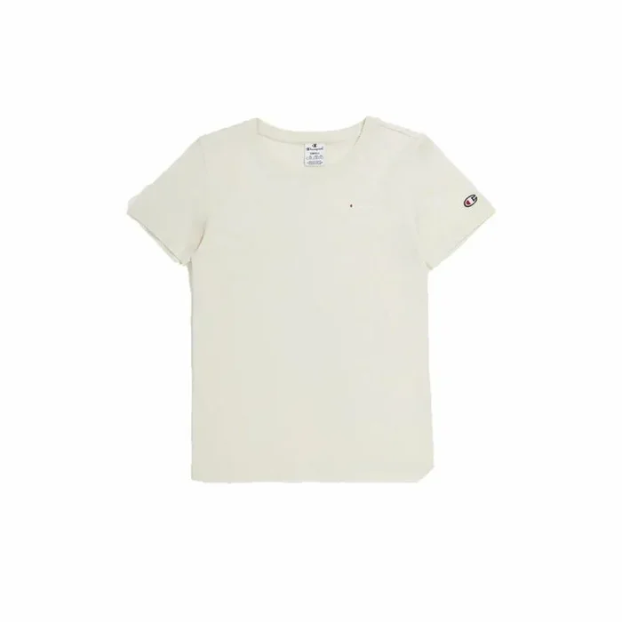 Champion Legacy Icons W-Small Script Logo S/S Crewneck Camiseta, Blanco Sucio, XS para Mujer