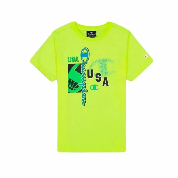 Champion Legacy Modern Basket B-Regular S/S Crewneck Camiseta, Amarillo Fluo, 9-10 Años para Niños