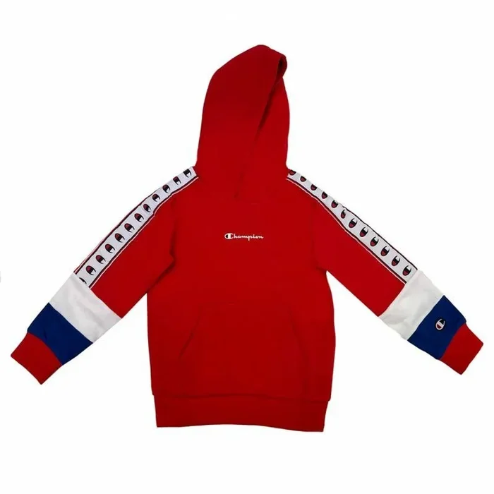 Champion Legacy Retro Sport B-Spring Terry Sudadera con Capucha, Rojo/Blanco/Azul Eléctrico, 3-4 Años Niños y niños