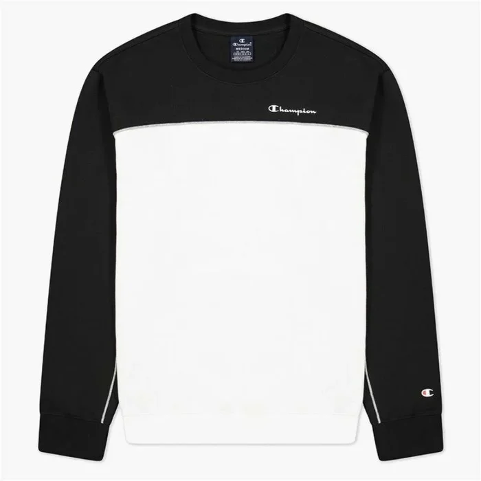 Champion Piping Block Crewneck Sudadera Deporte Mujer, Multicolor (Negro/Blanco), S para Hombre