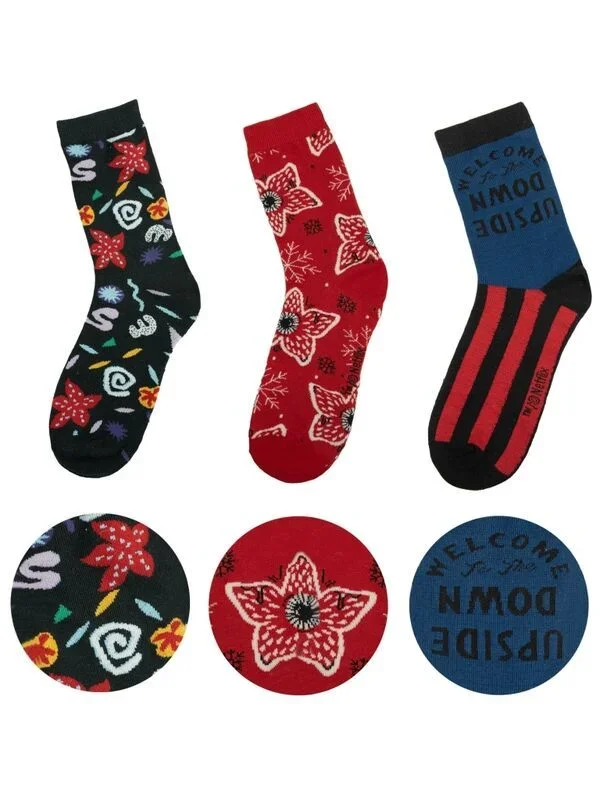 Cinereplicas Stranger Things – Set de 3 Calcetines Stranger Things Talla Única – Licencia Oficial