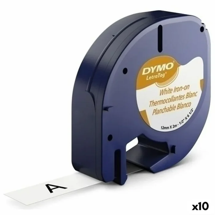 Cinta laminada para rotuladoras dymo 18769 12 mm x 2 m negro blanco textil (10 unidades)