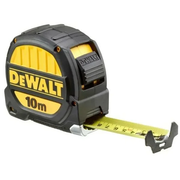 Cinta métrica premium DeWalt DWHT0-36116 de 10 m x 32 mm, gancho True Zero para mediciones internas y externas, clip magnético para fácil almacenamiento