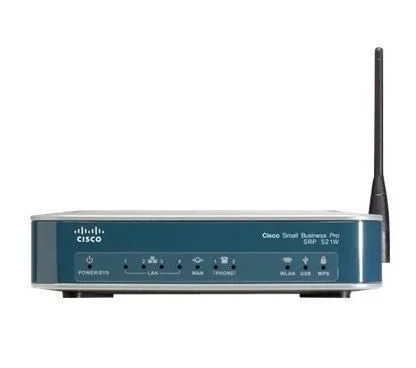 Cisco smb srp521w-k9-g5 srp521, fe wan, 802.11n etsi, 2fxs/1fxo, eu/uk power