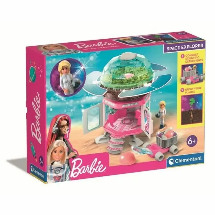 Clementoni Space Explorer-Playset Barbie Estación Espacial, Niña 6 Años, Juego Científico Botánico-Made in Italy, Multicolor, 19302