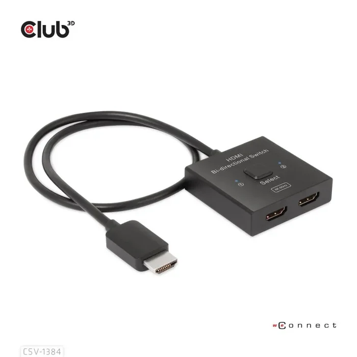 Club3D CSV-1384 HDMI™ Conmutador bidireccional 2 en 1 para 8K60Hz o 4K120Hz