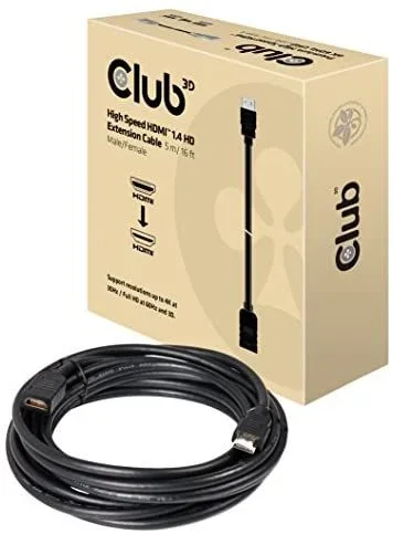 CLUB3D High Speed HDMI™ 1.4 Cable de extensión de alta definición 5 metros Macho/Hembra