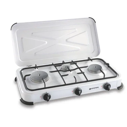 Cocina de gas butano/propano esmaltada 3 quemadores, blanca, 600 x 340 x 100 mm