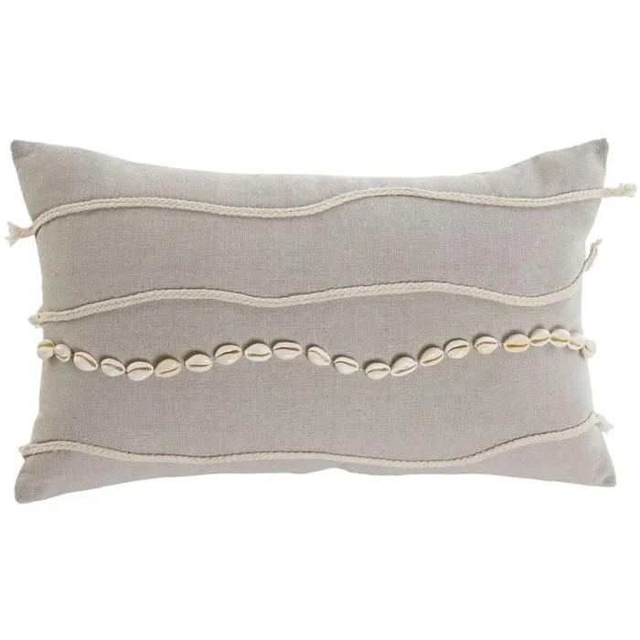 Cojín home esprit blanco beige boho 50 x 30 cm