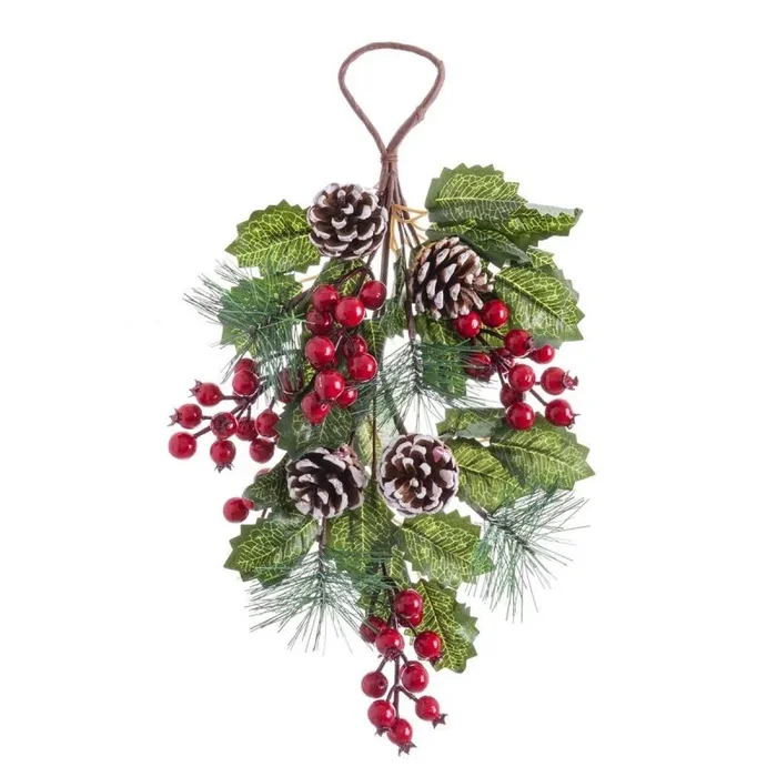 Colgador para puertas navidad rojo verde natural plástico 43 cm