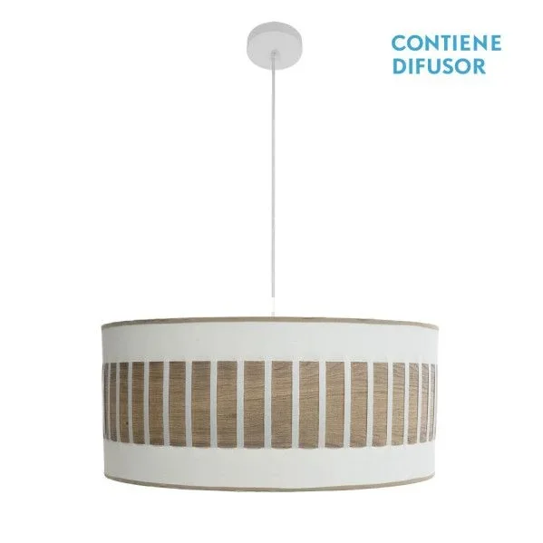 Colgante ivanna 3xe27 blanco/blanco-madera clara regx60x60 cm