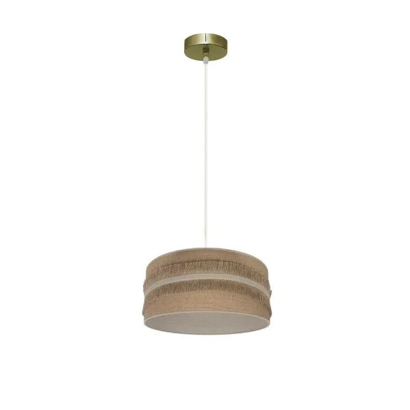 Colgante natalia 1xe27 cuero/saco-beis regx30x30cm