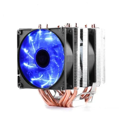 Computadora de Escritorio Radiador CPU 6 Tubos de Cobre Ventilador Doble 3 Pines Luz Azul Silencioso