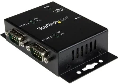 Concentrador Hub Industrial de 2 Puertos Serie Serial RS232 a USB Montaje Riel DIN Pared