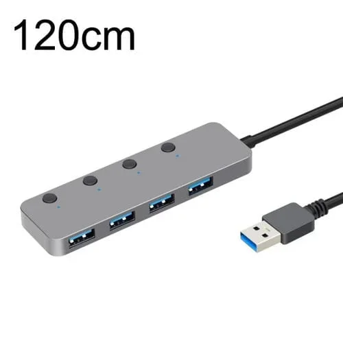 Conmutador Independiente USB 3.0 Hs0059 Extensión 4 Puertos Tipo-C USB-C Hub Aleación de Aluminio Cable 120 cm