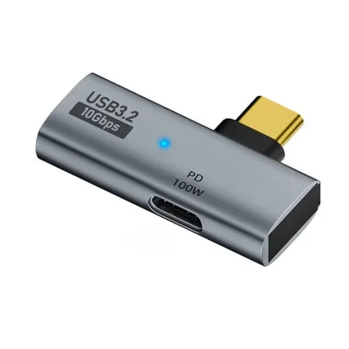 Convertidor OTG Usb-C Macho a Type-C + Usb3.2 Hembra 10 Gbps Adaptador Carga PD 100 W (Gris)