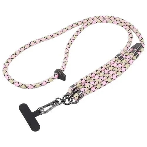 Cordón Antipérdida Ajustable para Teléfono Móvil Tejido de Sarga (Rosa Caqui)