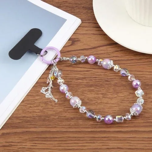 Cordón Antipérdida para Teléfono con Cadena de Borlas (Morado)