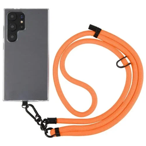 Cordón Cruzado de Nailon con Cadena para Cuello Antipérdida Teléfono Ajustable (Naranja)