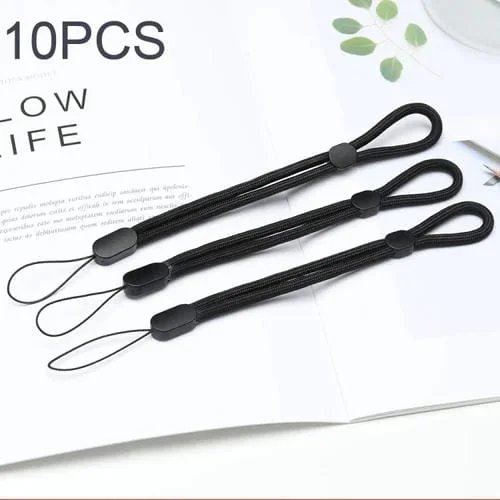 Cordón de Teléfono Móvil Ajustable Tipo Corto Cordón de Muñeca Anti-Pérdida (Negro) 10 PCs