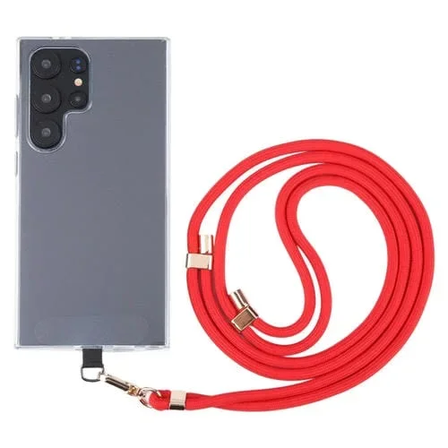 Cordón Largo Antipérdida Ajustable para Teléfono Móvil con Hebilla Dorada de 6mm (Rojo)